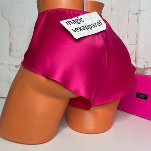 VS XS S M L XL HIGH LEG VERY SEXY SATIN SLEEP SHORTS PAJAMAS LINGERIE HOT PINK